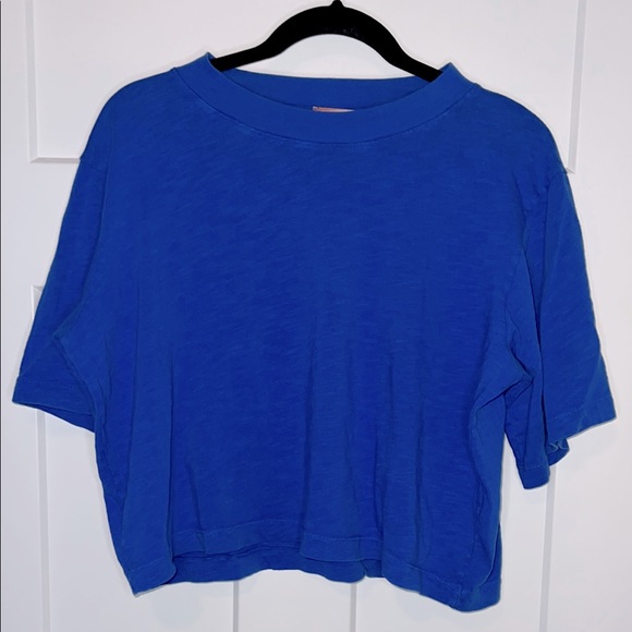 wishful thinking Tops - Wishful Thinking Boxy Blue Short Sleeve Tee